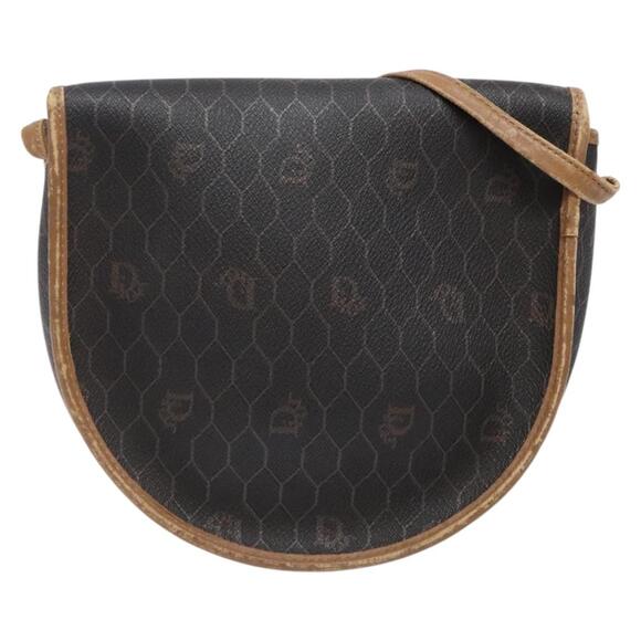 DIOR Honeycomb Canvas Shoulder Bag Pvc Black Gold - Picture 3 of 12